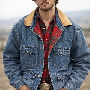 Schaefer Outfitter Blue Jean Denim Western Barn Chore Jacket Medium